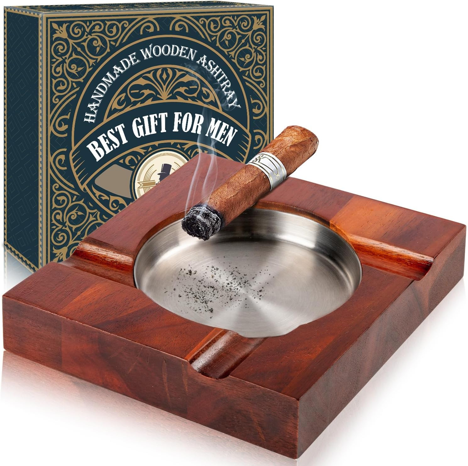 Wood Cigar Ashtray Cigarettes Ashtrays for Indoor Outdoor Patio Home Office Use
