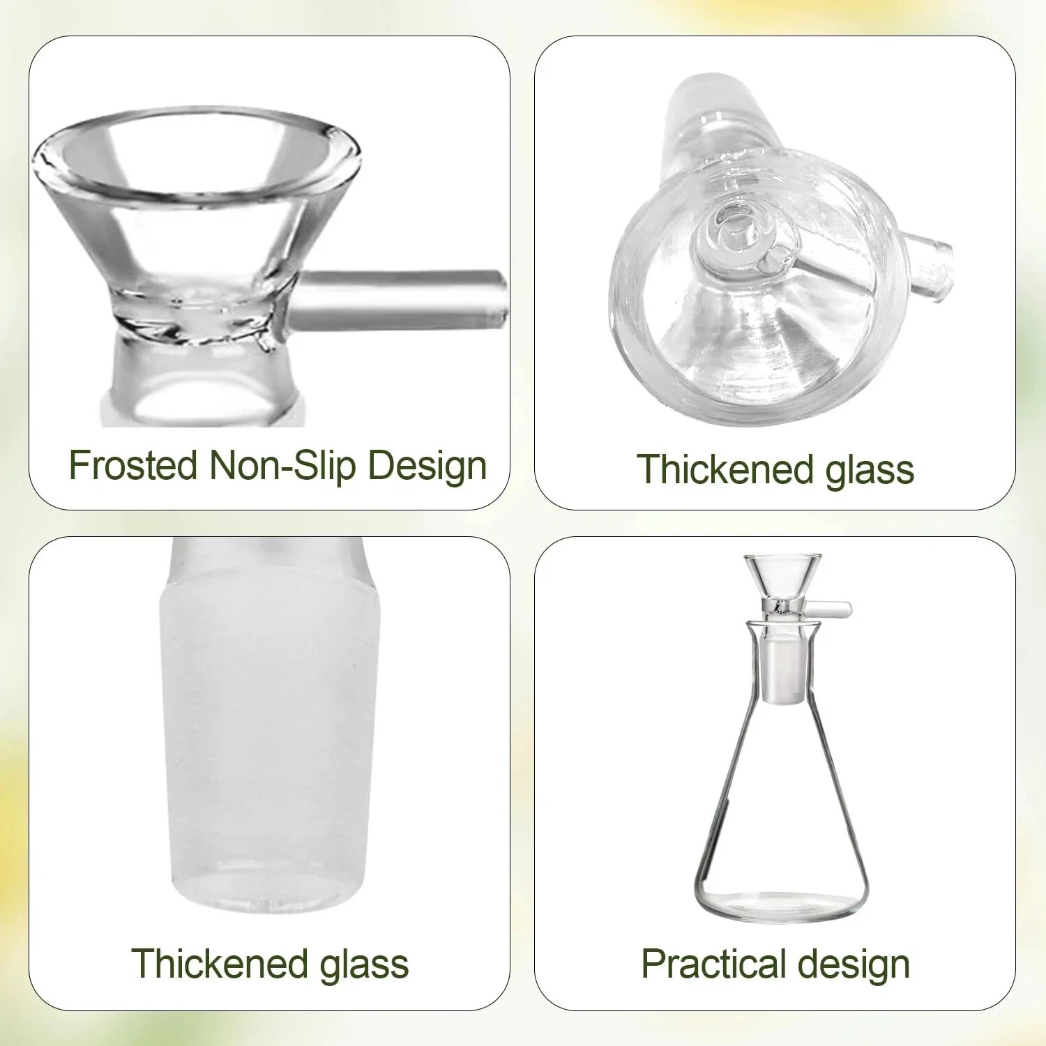 45° Glass Ash Catcher Glass Hookah Attachment for Water Pipe Smoking , Set of 4.