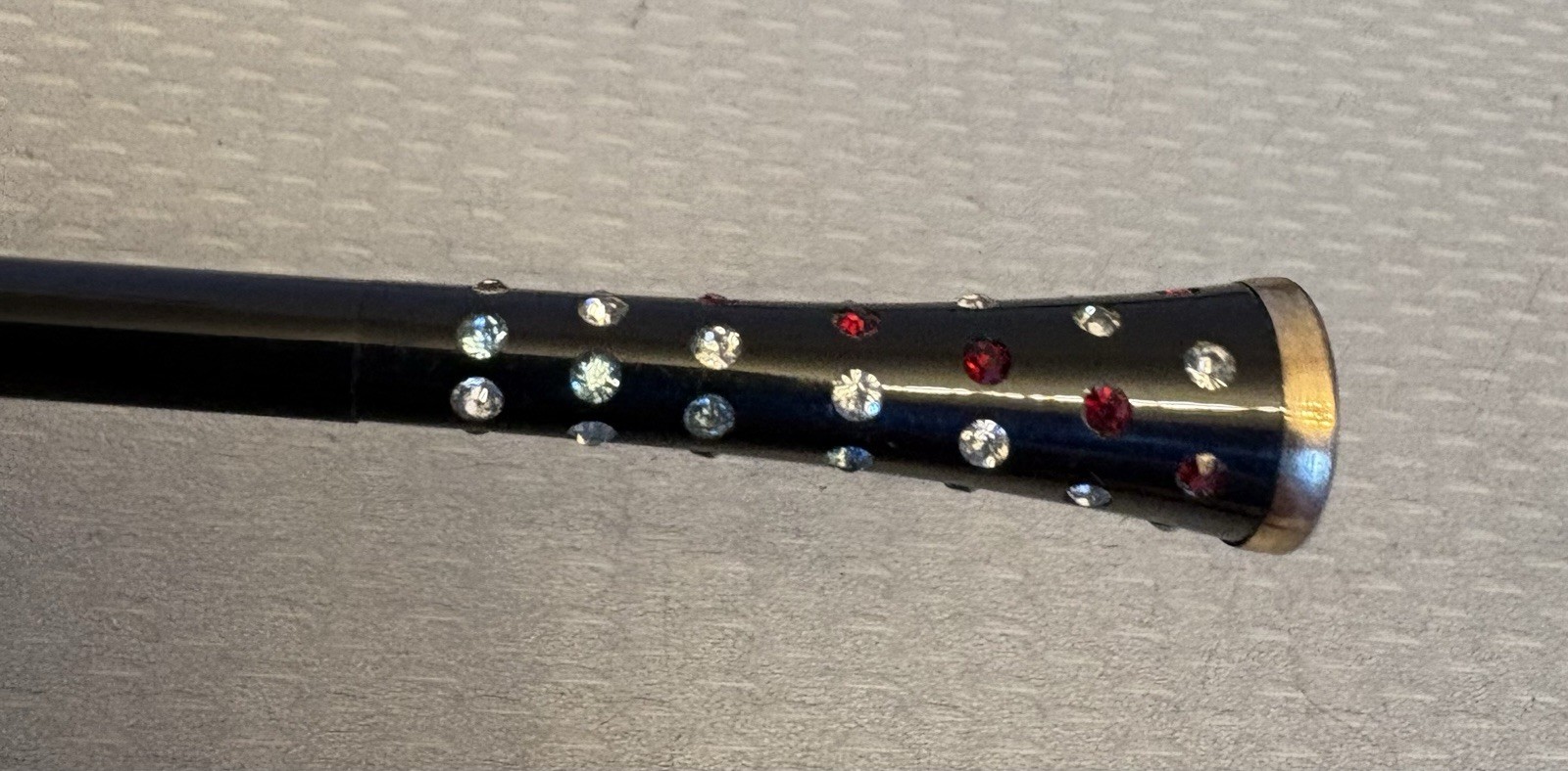 Art Deco Vintage Rhinestone Cigarette Holder Black Celluloid Plastic 6″ long