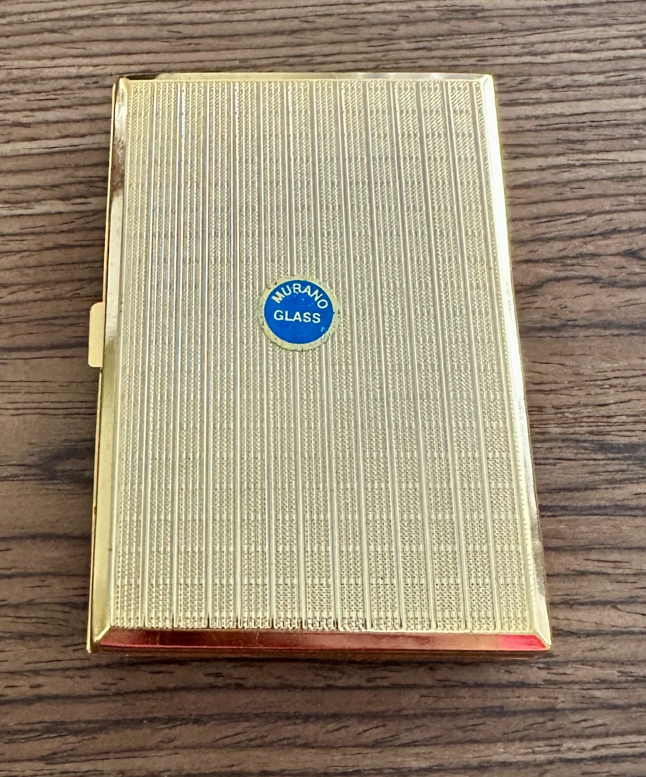 Vintage Murano Millefiori Glass Business Card Case Holder Italy Gold Tone c2000