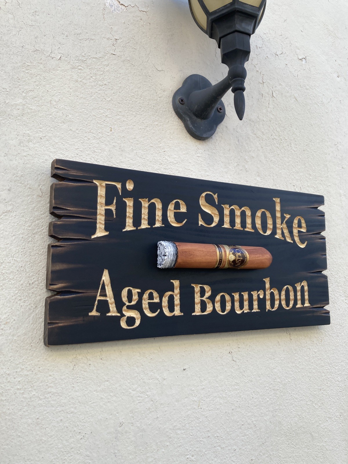 Cigar Lounge Whiskey Bar Bourbon Wood Sign Carved Rustic Tavern Antique Look