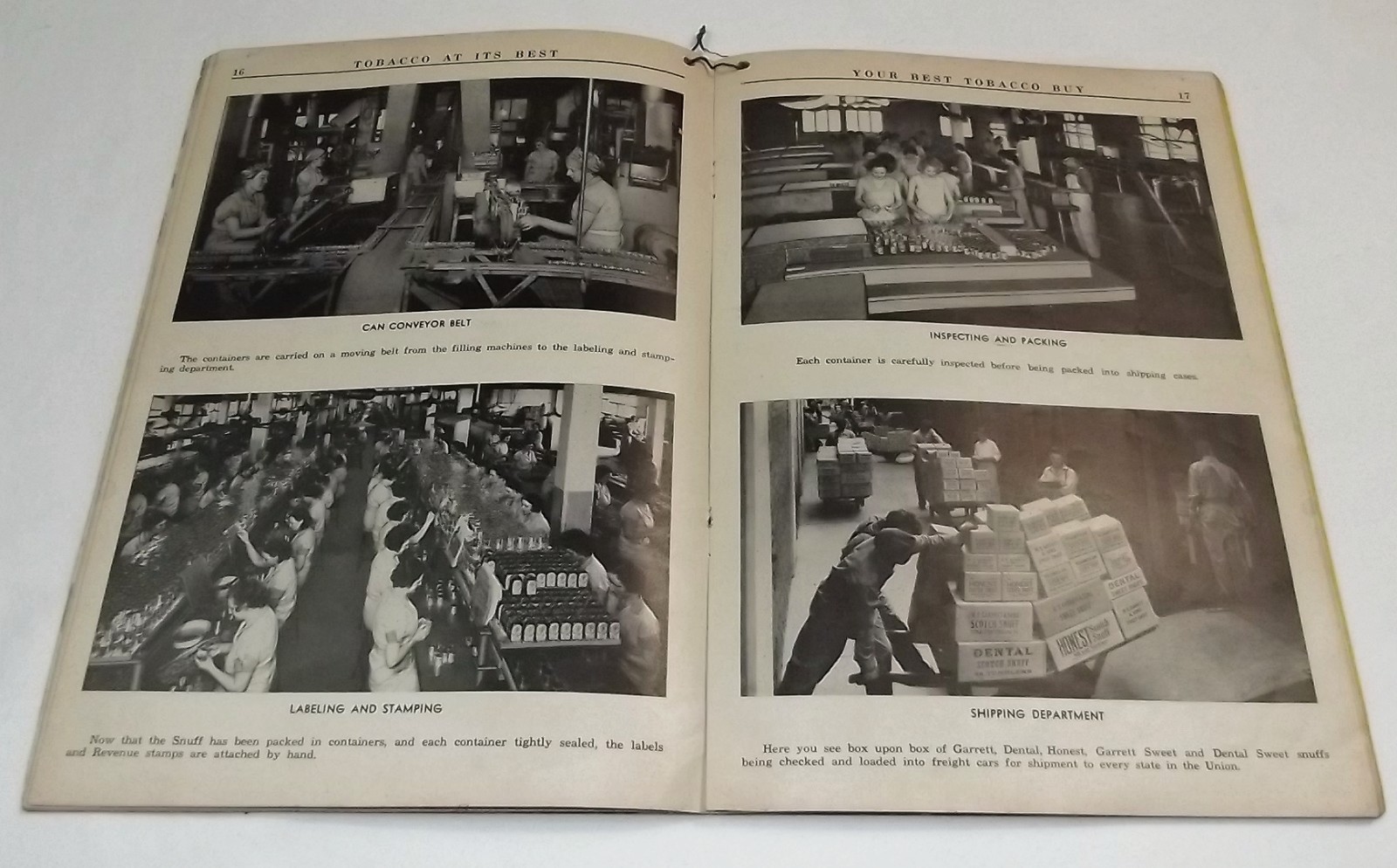 1942 GARRETT HONEST AMERICAN SNUFF CO WORLDS LARGEST SCOTCH FACTORY 35pg BOOKLET