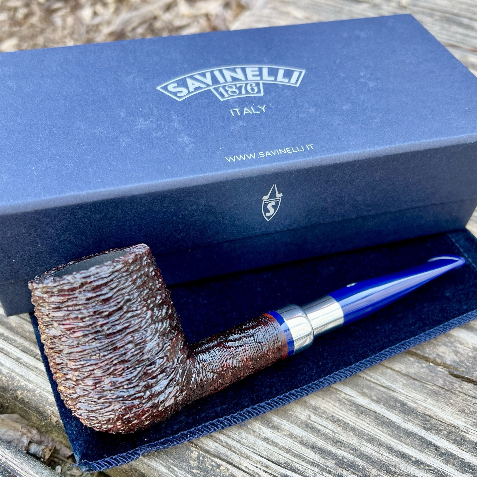 Savinelli Eleganza Rusticated Dark Brown Billiard (111 KS) 6mm Filter Pipe