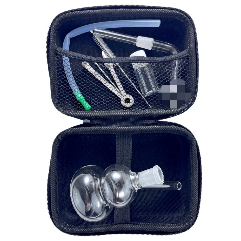 Portable 4″ Glass Bong Gourd Smoking Water Pipe Hookah Bubbler W/Tool Box SET
