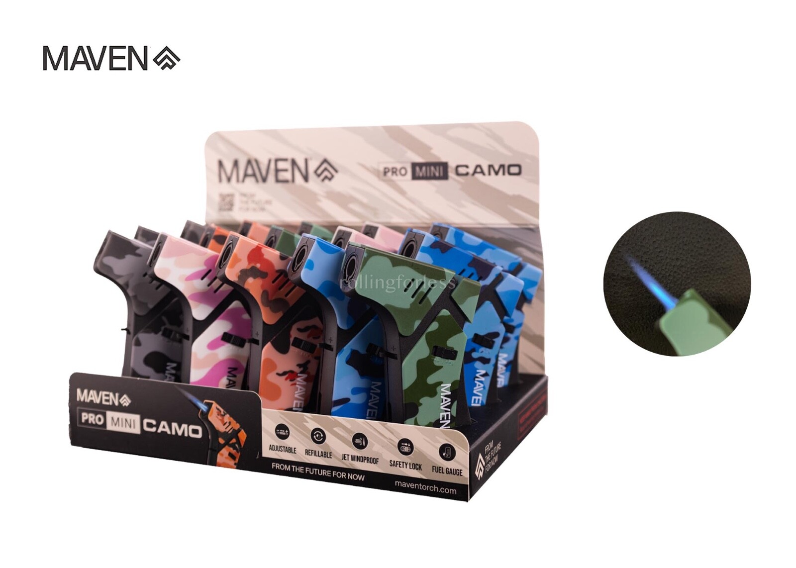 Maven Pro Mini Camo Single Flame Torch Lighter