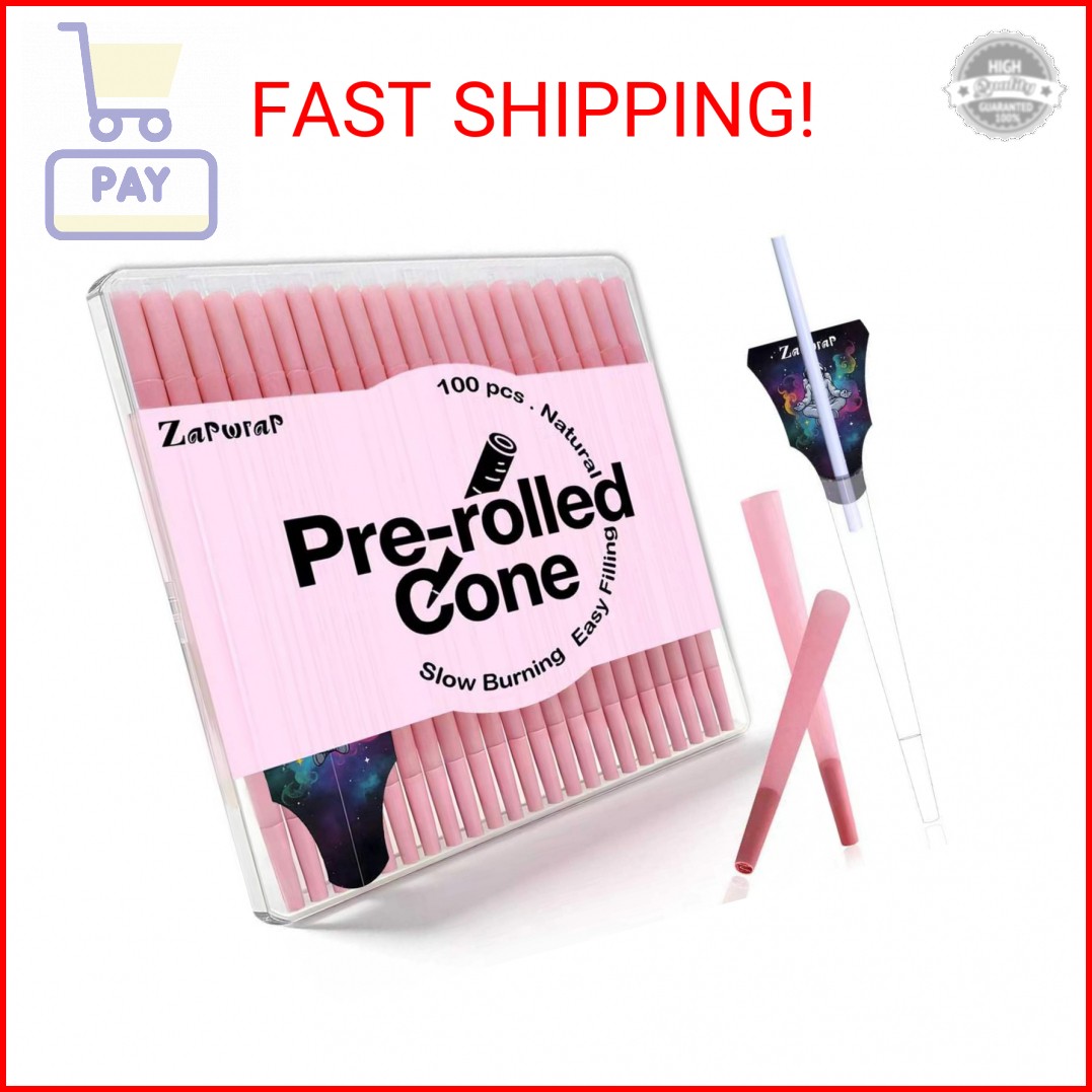 100 PACK Pink Cones Rolling Paper | King Size | 108mm | Pre Rolled Cones with Pa