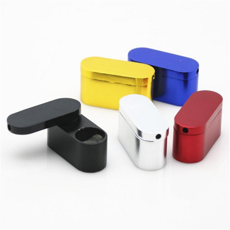 Swivel Tobacco Smoking Pipe w/ Stash Storage Cylinder Chamber Metal w/ Lid Bowl