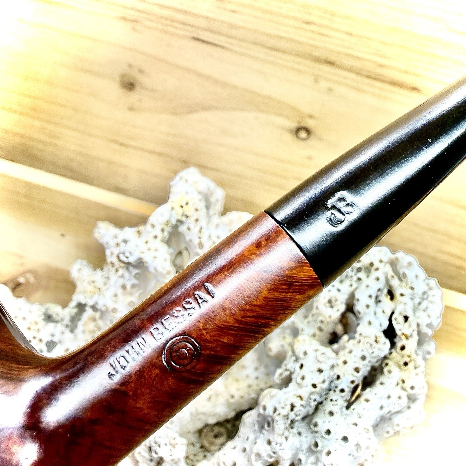 39g JOHN BESSIA JB SMOOTH STRAIGHT POT OLD ARCADE OHIO AMERICAN ESTATE PIPE