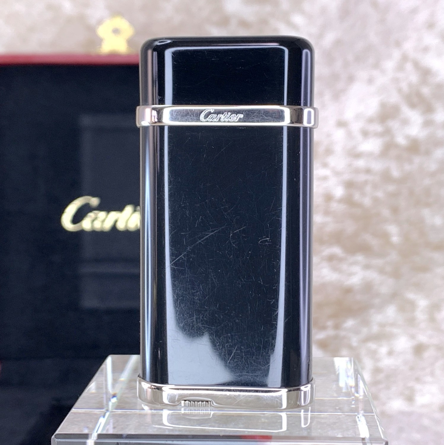 Cartier Gas Lighter Black Composite & Palladium Finished Trim with Case