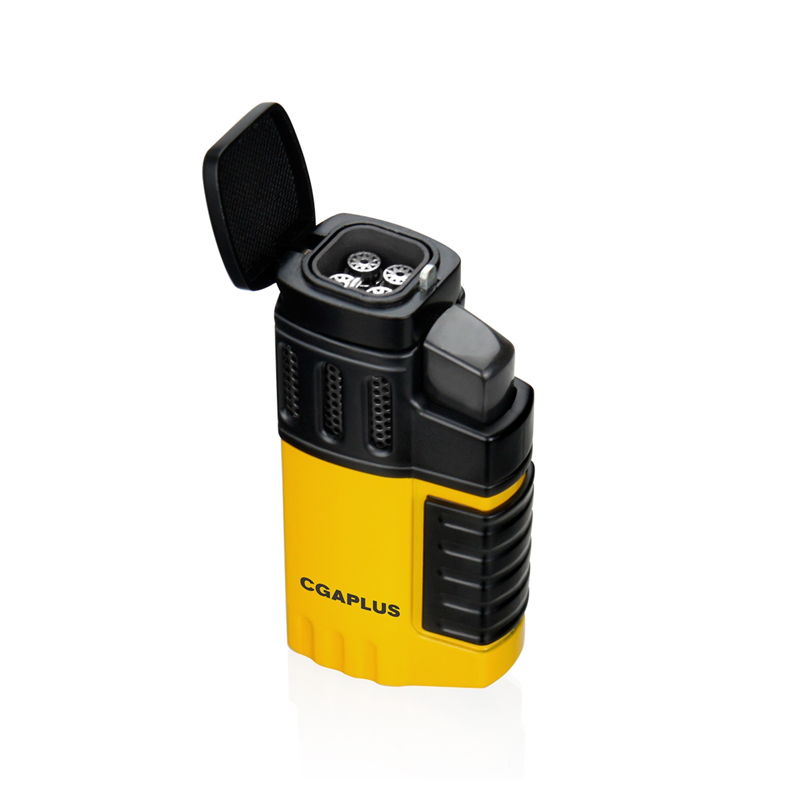 4 Torch Jet Flame Refillable Cigar Lighter with Punch Windproof Lighter