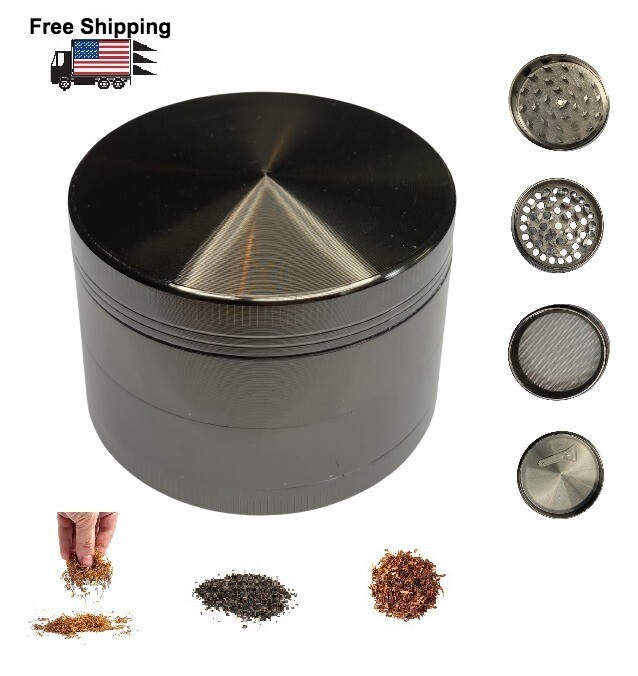 Herb Grinder 2.5″ inch Large Spice 4-Piece Crusher Metal Grey Dry Gift 63mm New