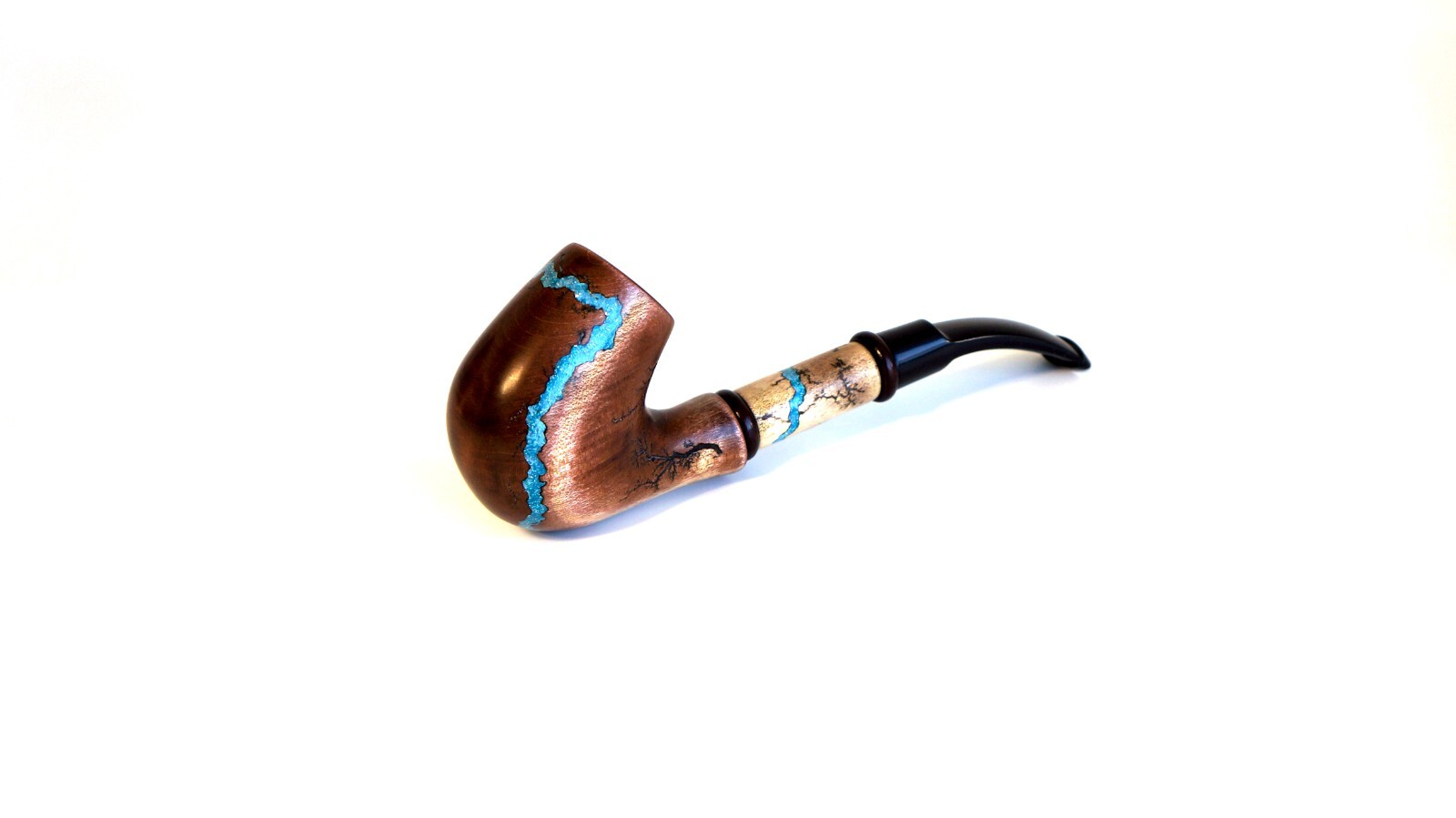 Handcrafted wooden tobacco pipe with Turquoise inlay, 7″ Wooden smoking pipe