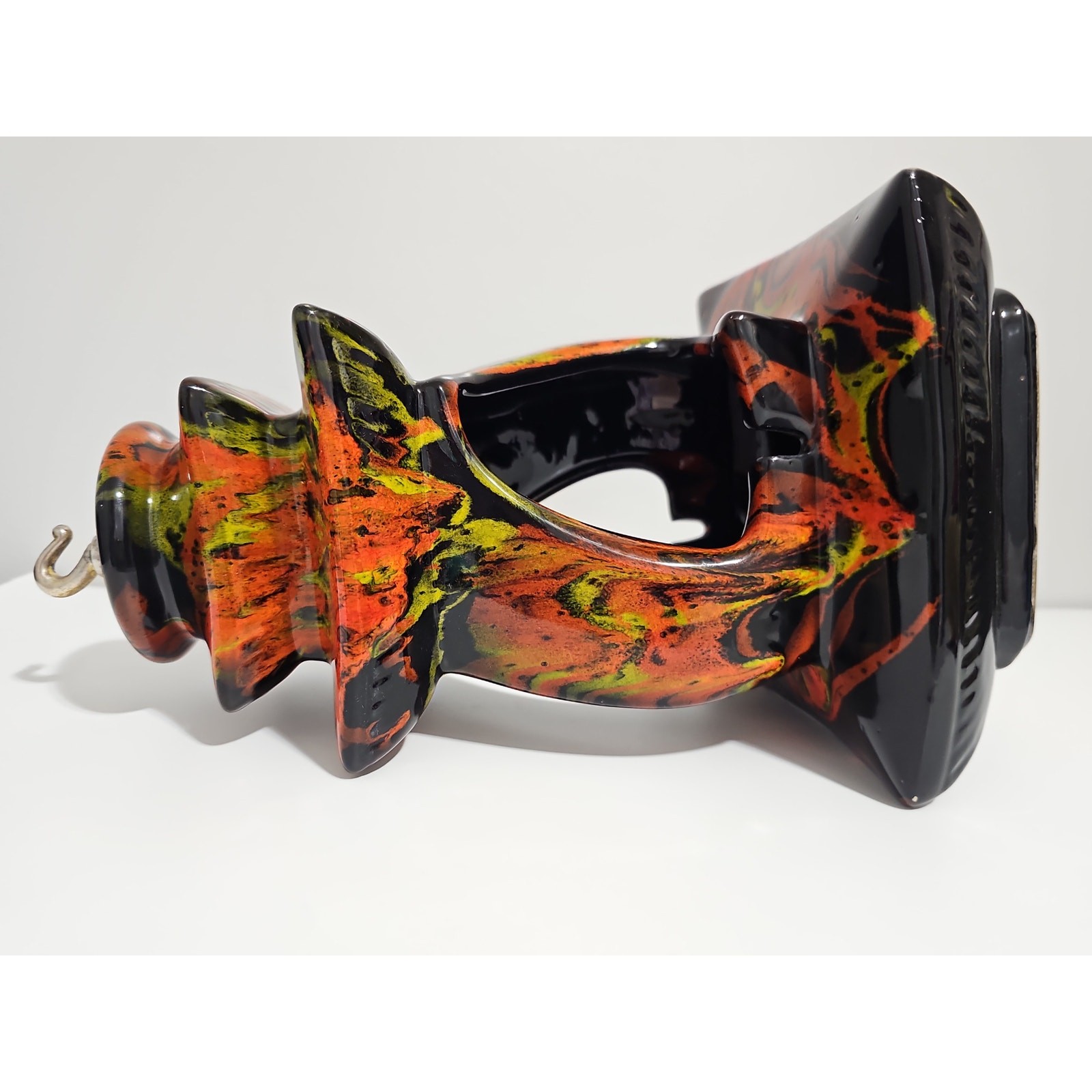 Vintage MCM Drip Glaze Hanging Ashtray Pagoda Planter Psychedelic Hippie Retro