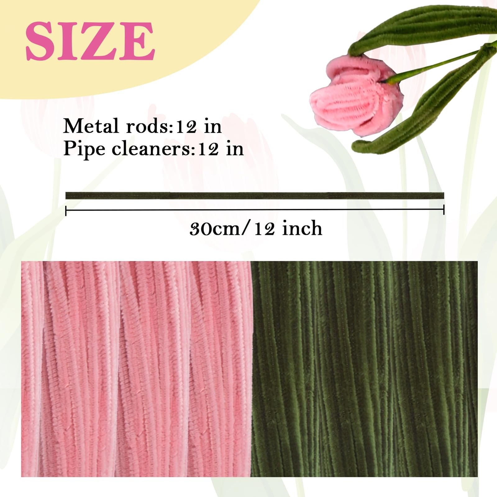 Pipe Cleaners Flower Kit for Easter, Wedding and Home Decoration, Including Pink