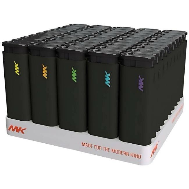 MK PACK OF 50 Assorted Colors Jet Black Style Pocket Lighters