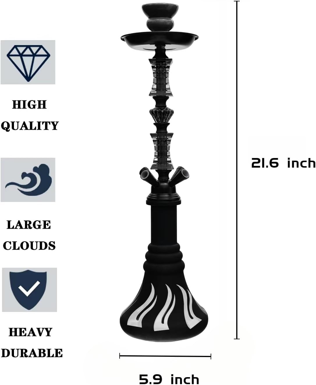 22″ Hookah Set with Everything,Premium Hookah Shisha Set