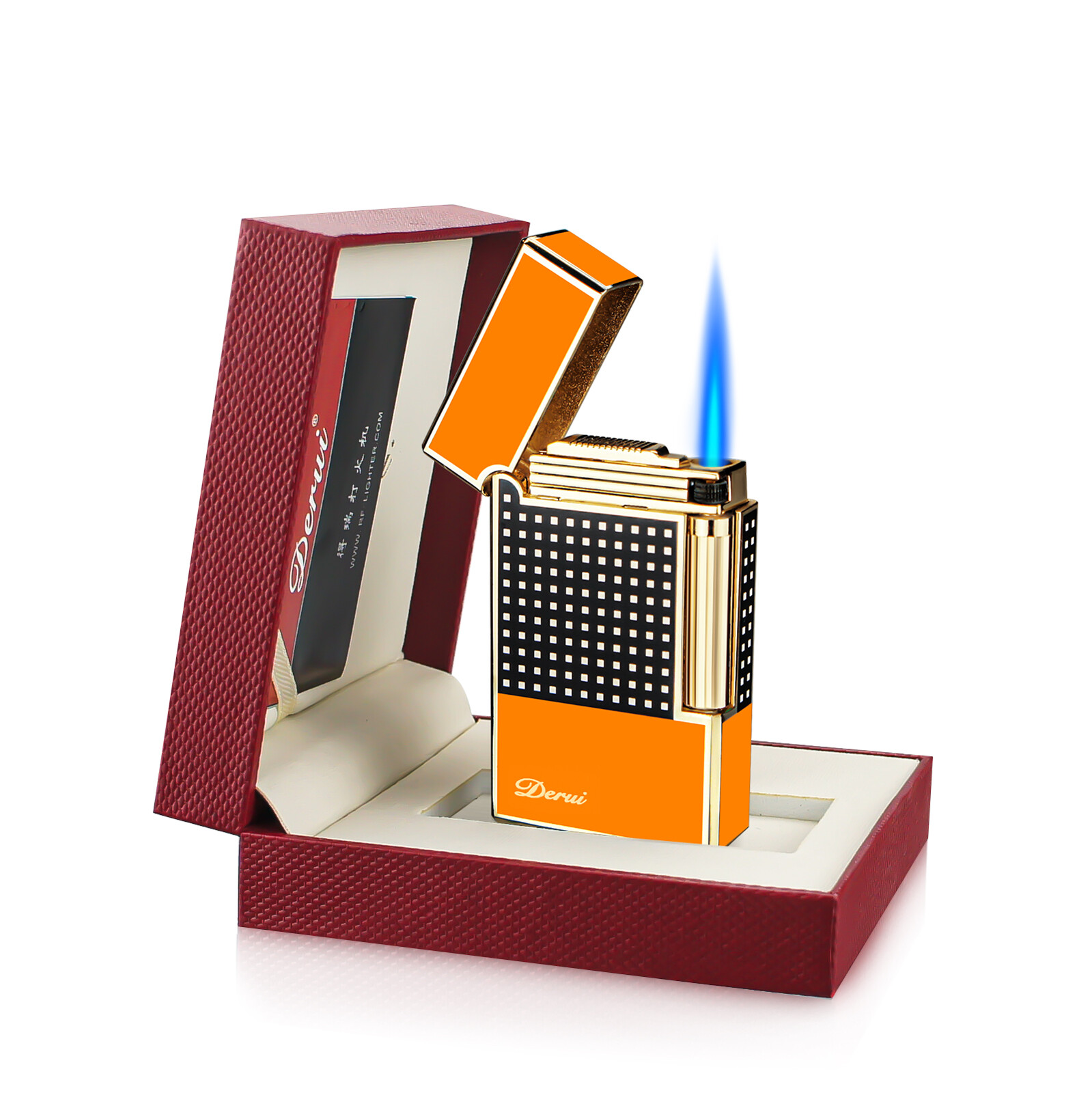 Cigar Lighter Torch Jet Blue Flame Refillable Butane Gas Lighter with Punch gift