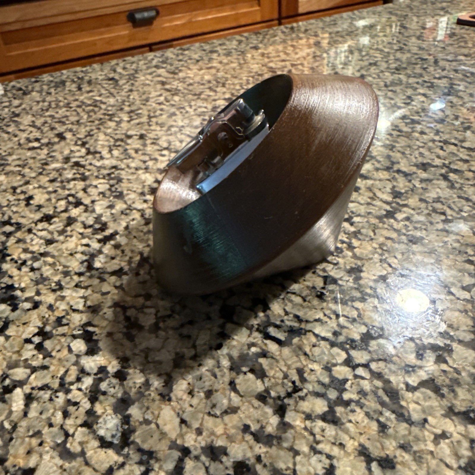 Vintage Wood Table Lighter Mid Century Modern Desk Lighter Chrome Top