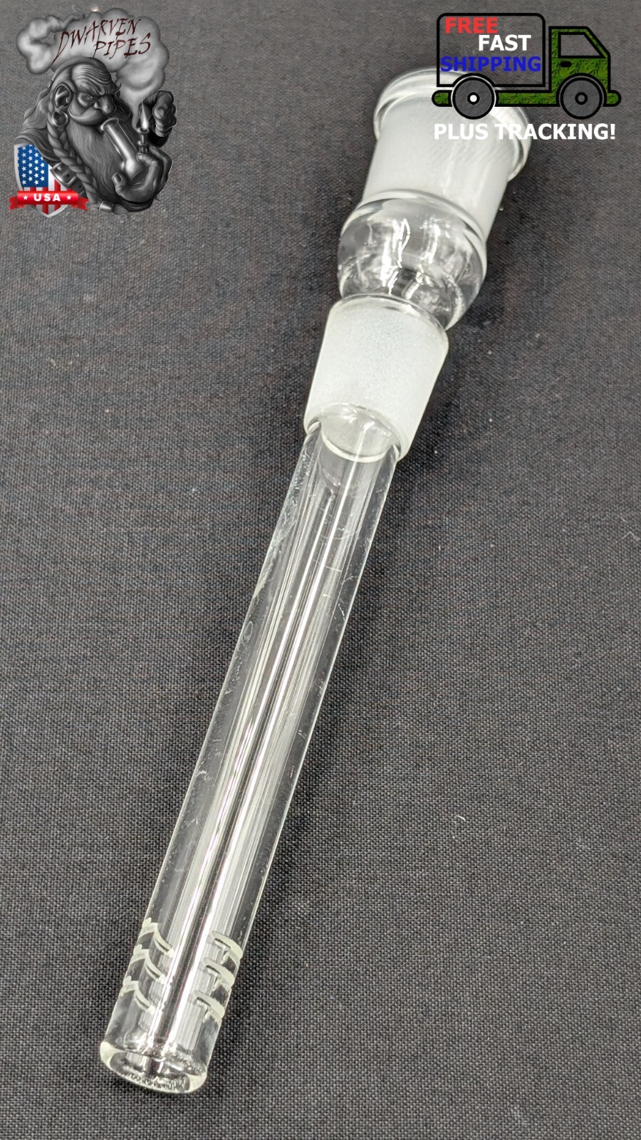 4″ 6 Cut Glass Water Pipe Downstem 18MM Male to 18MM Female Opening