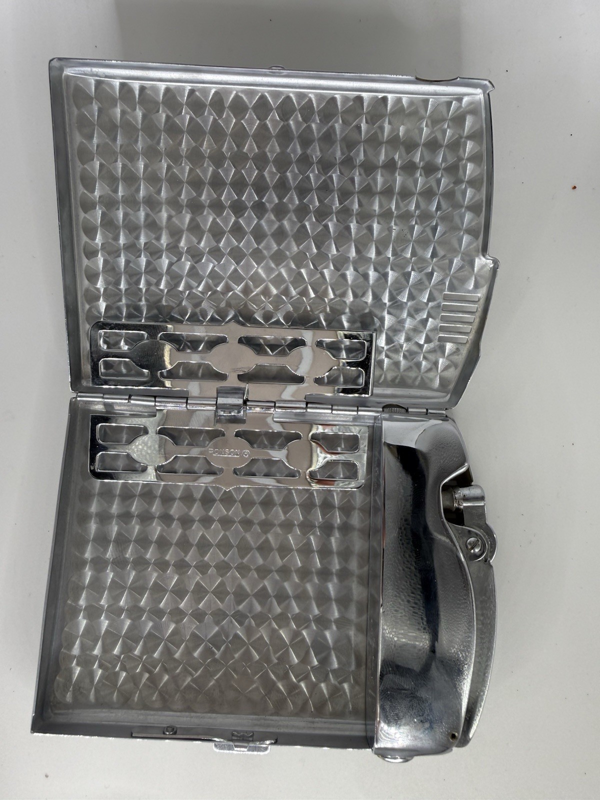 Vintage 30s/40s Ronson Mastercase Cigarette Case and Lighter Silver & Brown