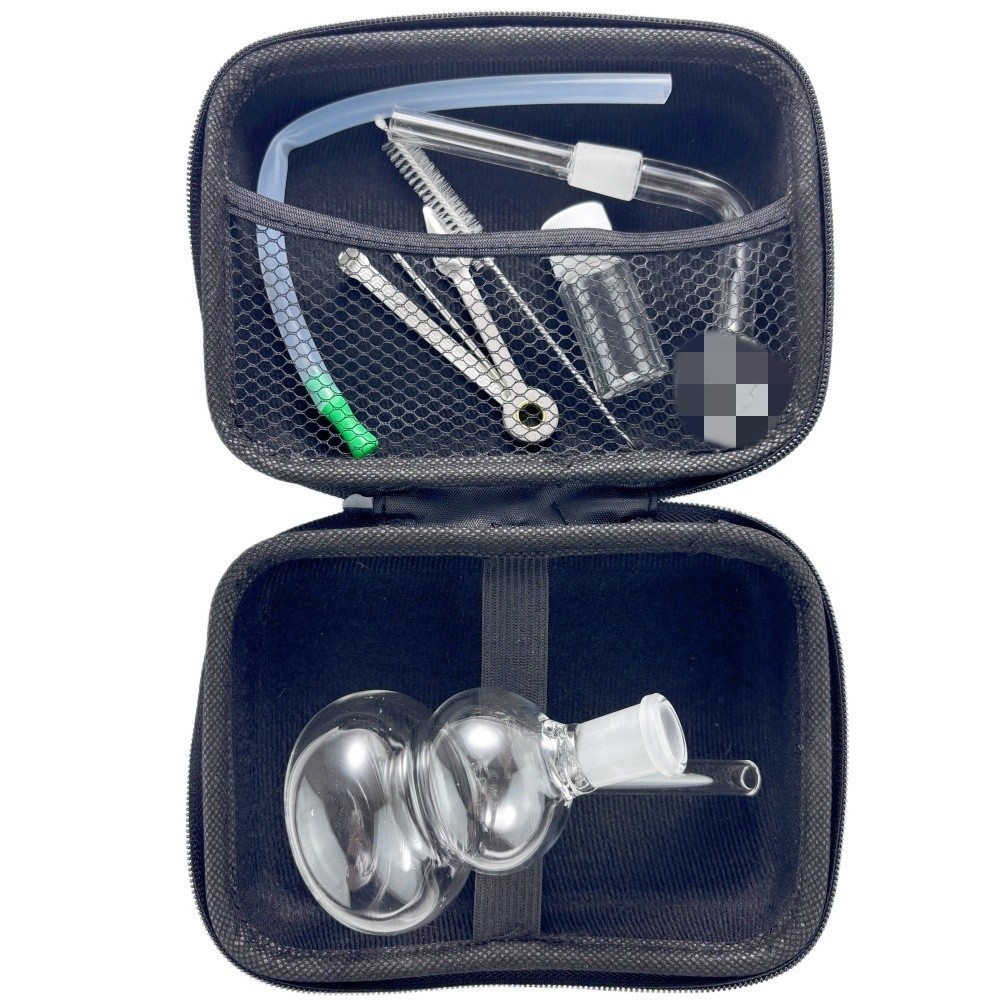 Portable 4″ Glass Bong Gourd Smoking Water Pipe Hookah Bubbler W/Tool Box SET