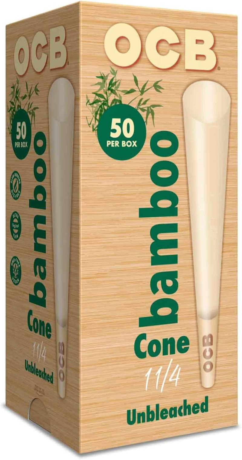 Bamboo Unbleached Pre-Rolled Rolling Paper Cones 1-1/4 (84mm) Size – 50 Cones