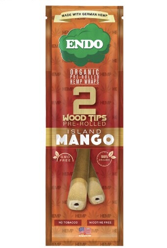 Endo Flavored Herbal Pre-Rolled Papers w Wood Tips Mango 5/2ct