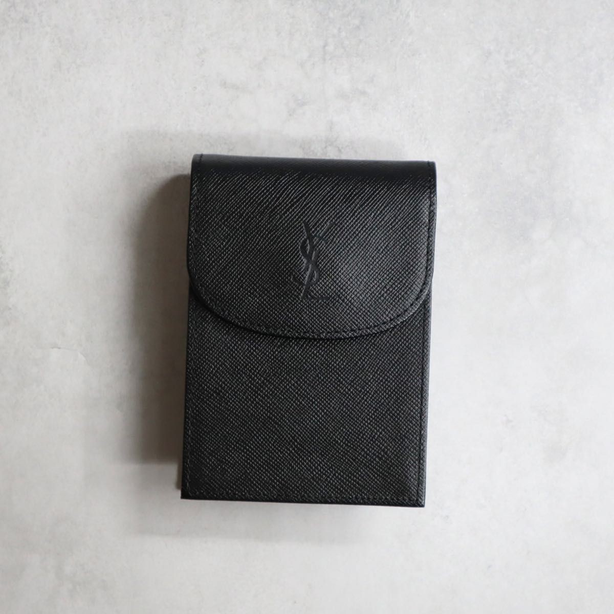 Yves Saint Laurent Monogram Cigarette Case Leather Black Used