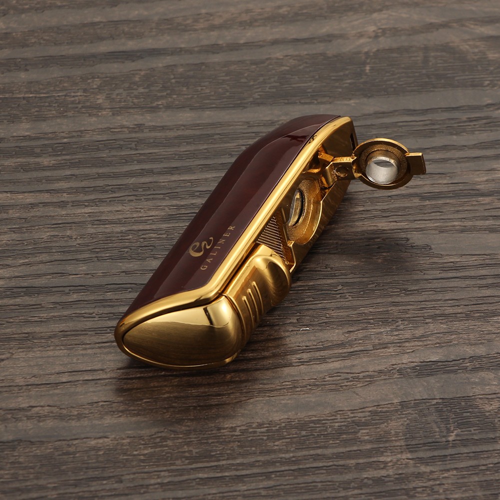 Galiner Travel Torch Cigar Lighter 3 Jet Flame With Hole Punch Portable Gift Box