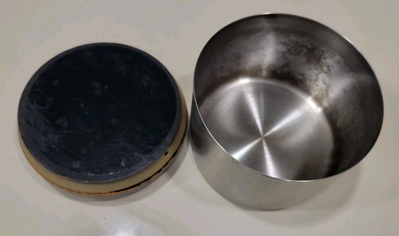 Large Mac Baren Stainless Steel Tobacco Storage Canister Stash Can Tin Wood Lid