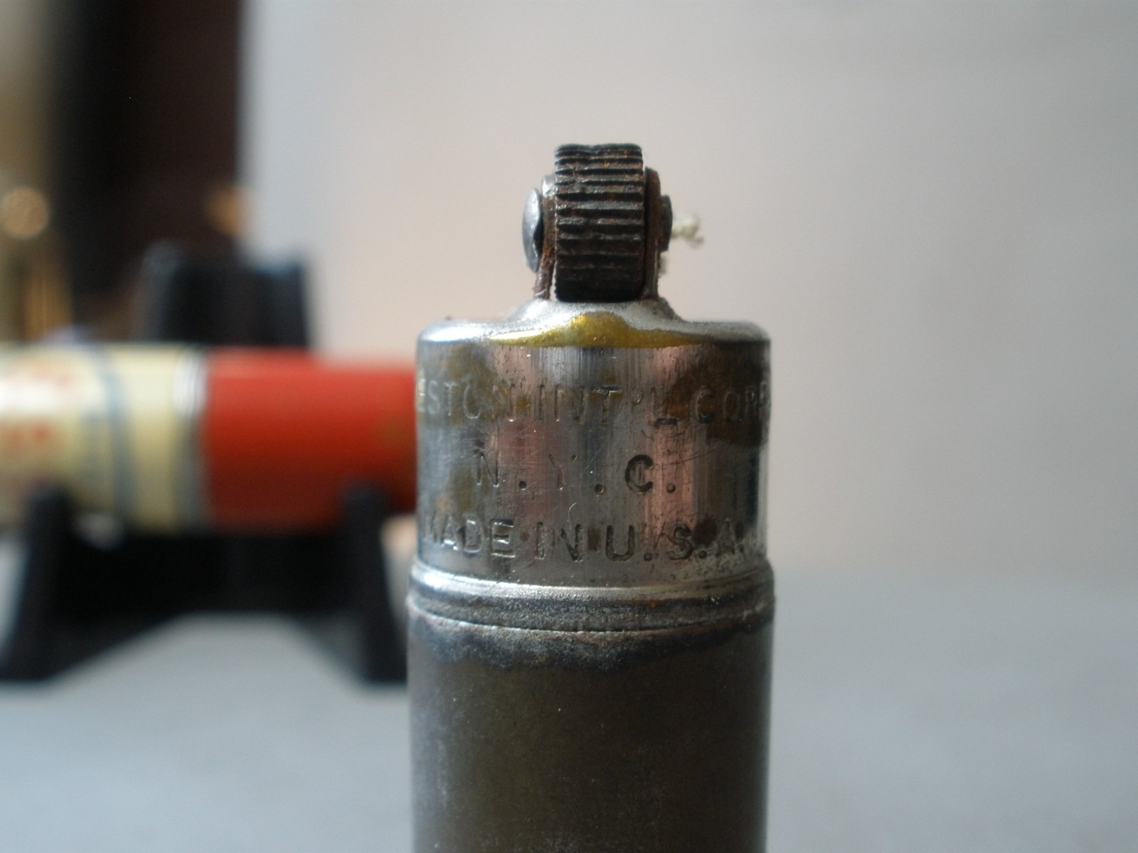 VINTAGE STRIKALITE PARK WESTON TUBE LIGHTERS ESSO GASOLINE FEDERAL TIRES 1930S