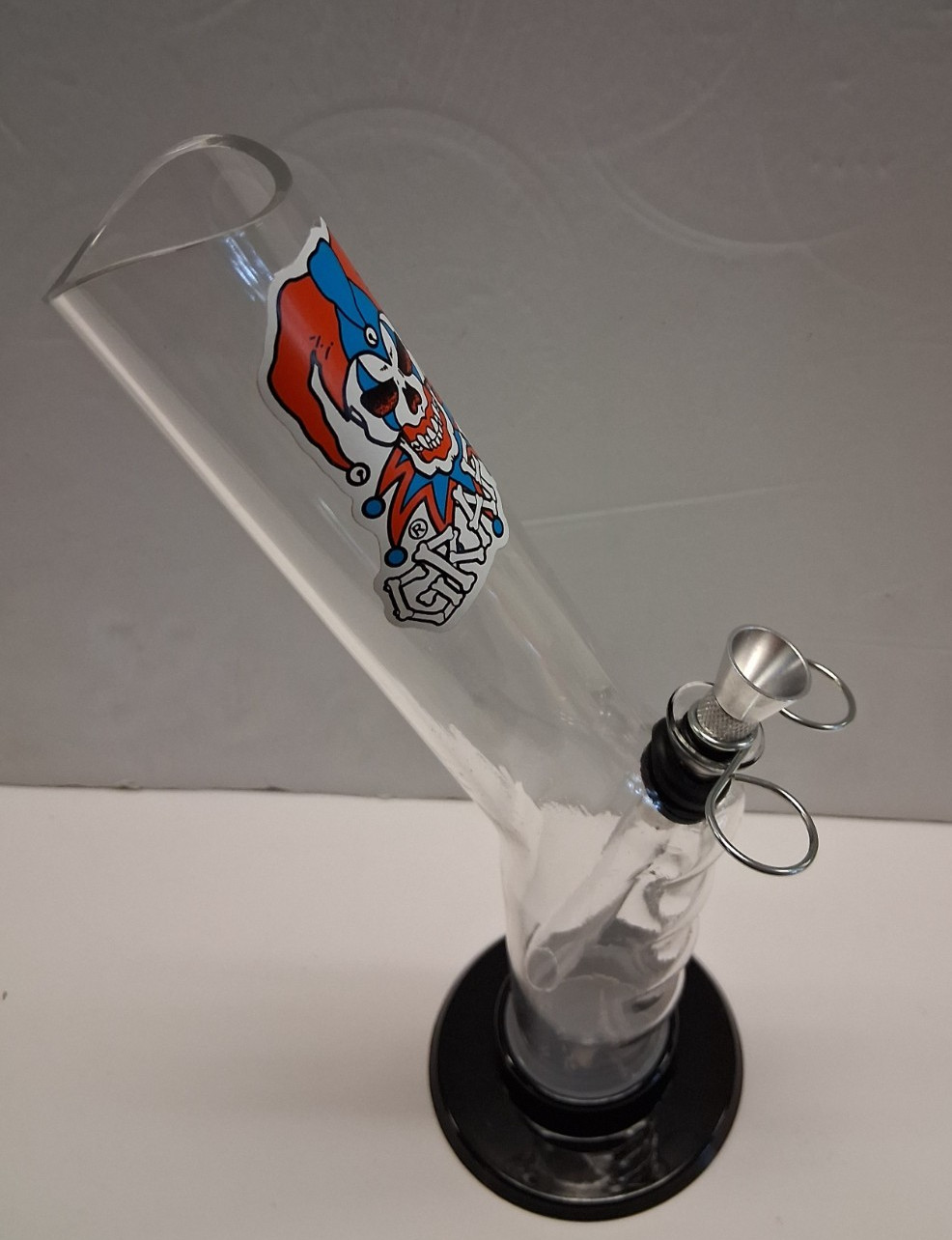 GRAFFIX 10″ ACRYLIC PLASTIC SLANTED HAND GRIP WATER PIPE BONG PULL CARB 1.5M CLE