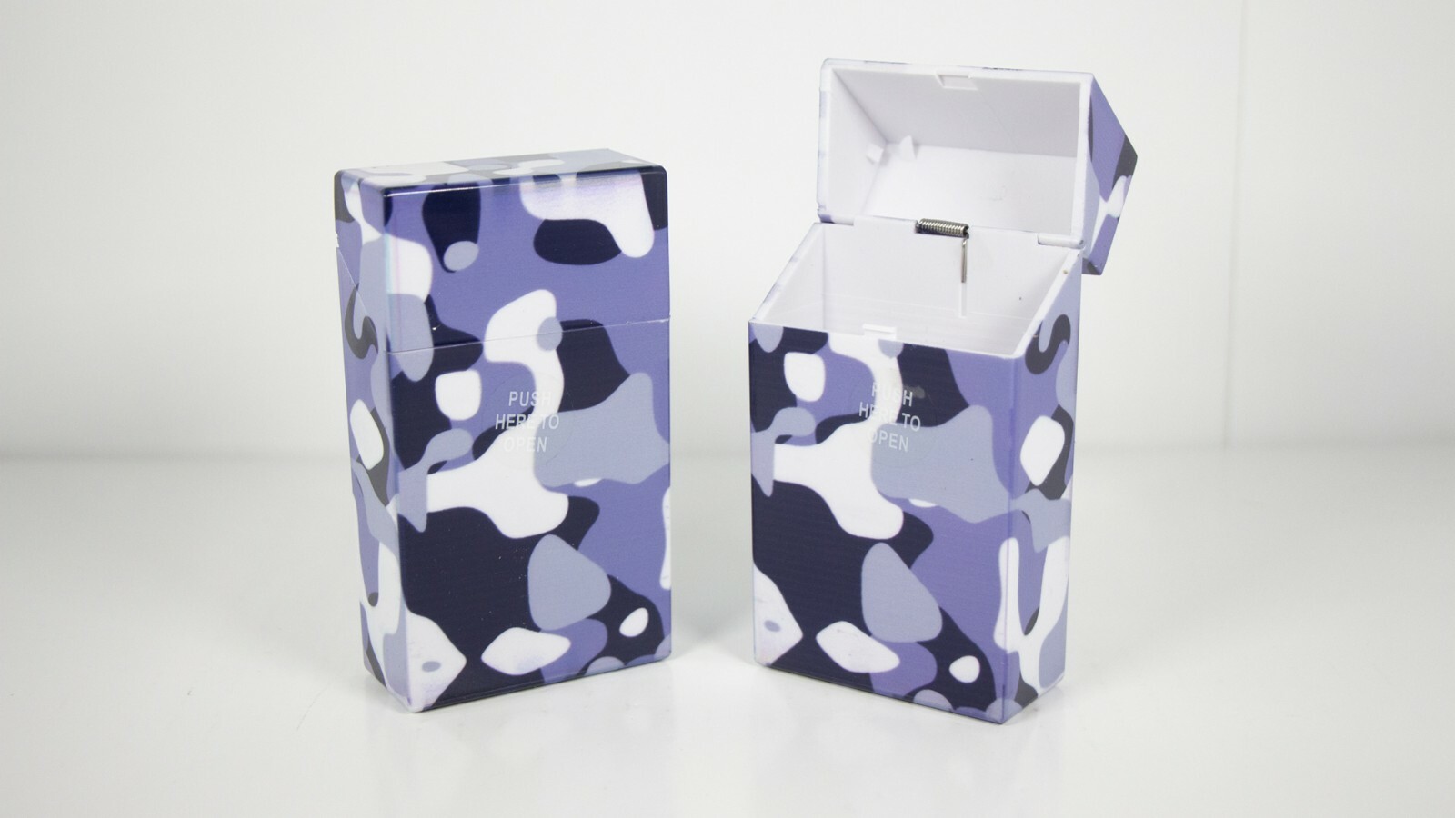 12 Camouflage Design Push Open Plastic Cigarette Case Pack Holder 100mm