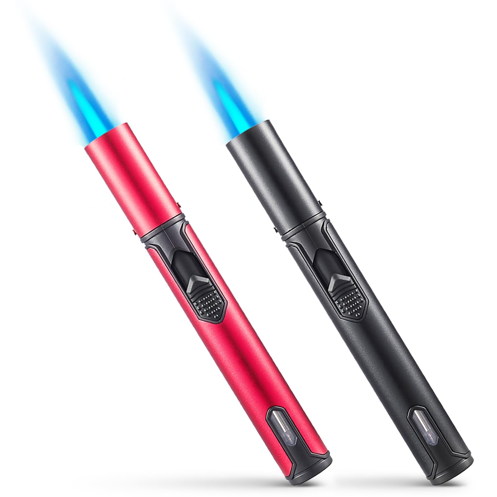 Urgrette 2 Pack Butane Torch Lighter, 6-inch 2 Count (Pack of 1), Black+red