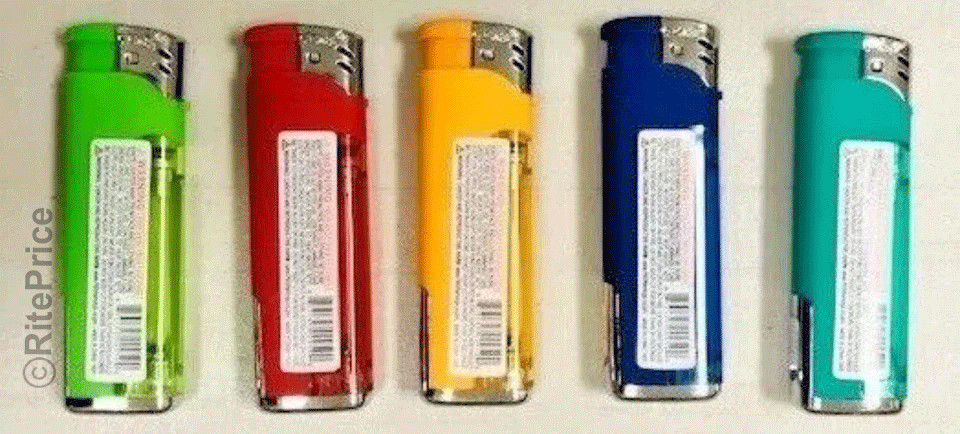 5-Flags Refillable Butane Flame AST Lighter (White LED Flashlight) (7 Pack) -New