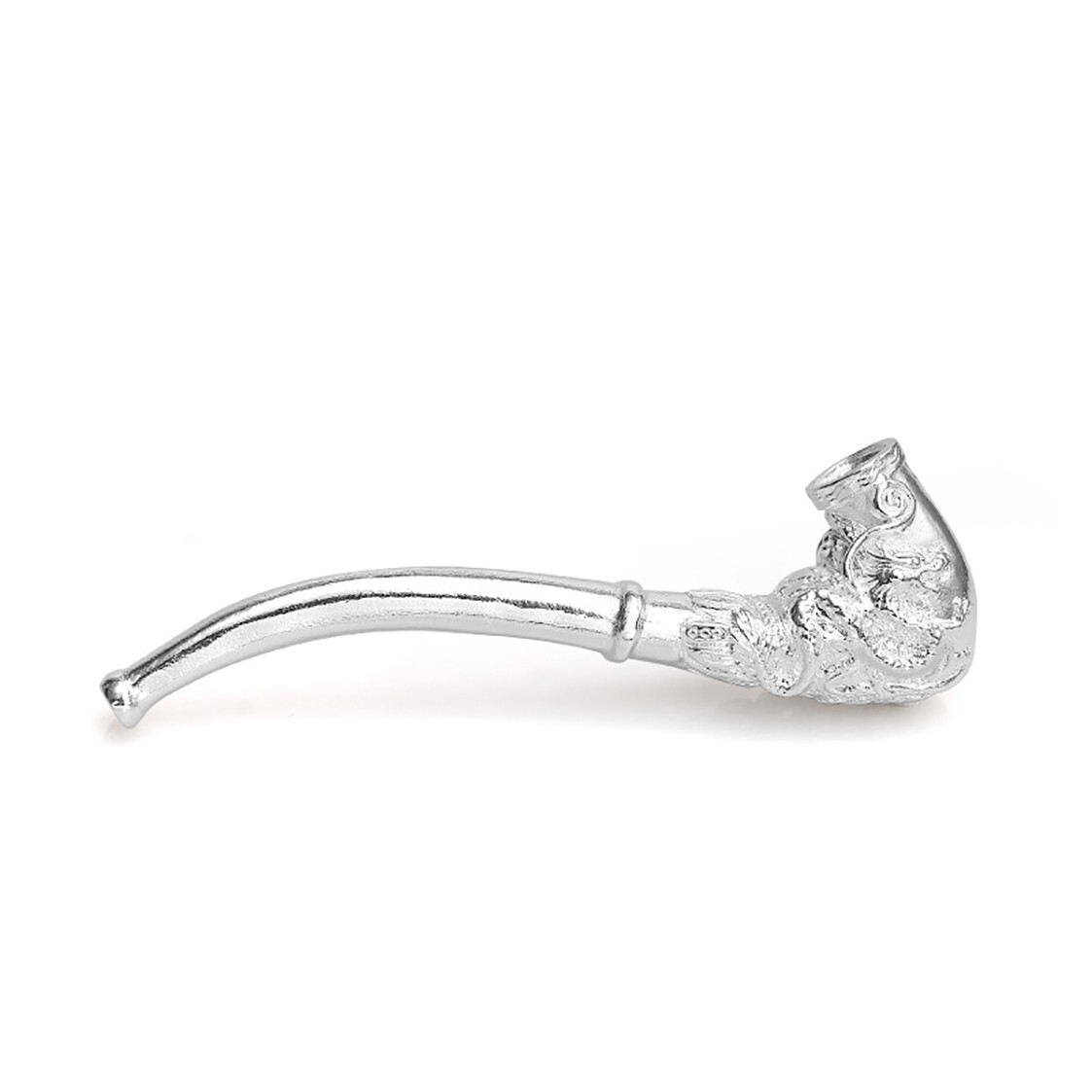 2Pcs Bronze Dragon Silver Phoenix Tobacco Smoking Pipe Hand Carved Copper Statue