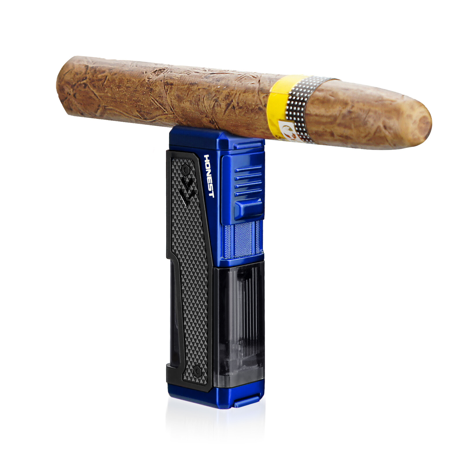Windproof Cigar Lighters Metal Adjustable Torch Butane Lighter 3 Jet Blue Flame