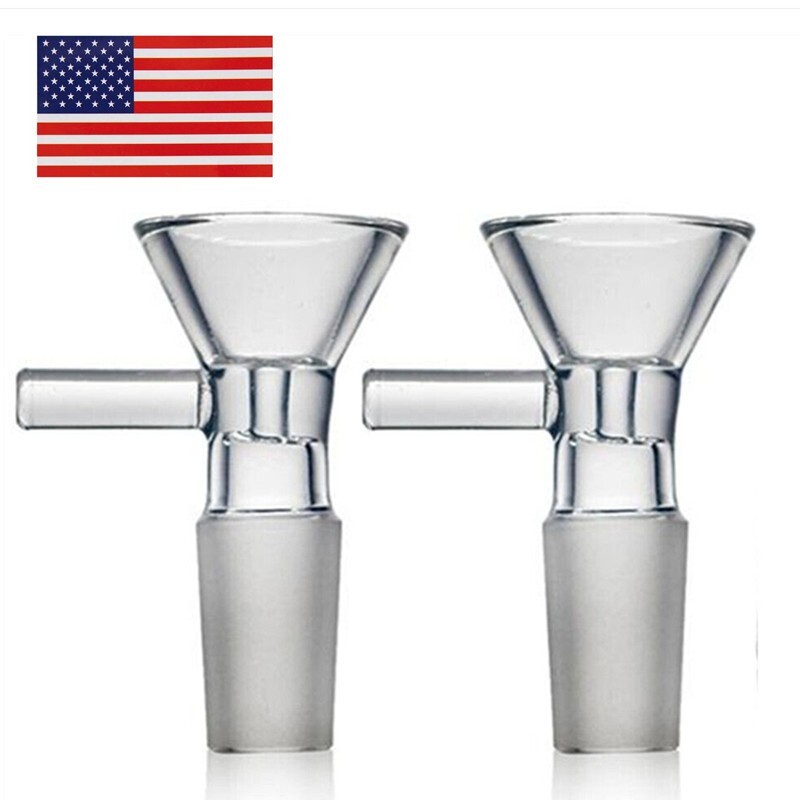2x 18MM Male Glass Bowl For Water Pipe Hookah Bong Replacement Head US Fast Ship