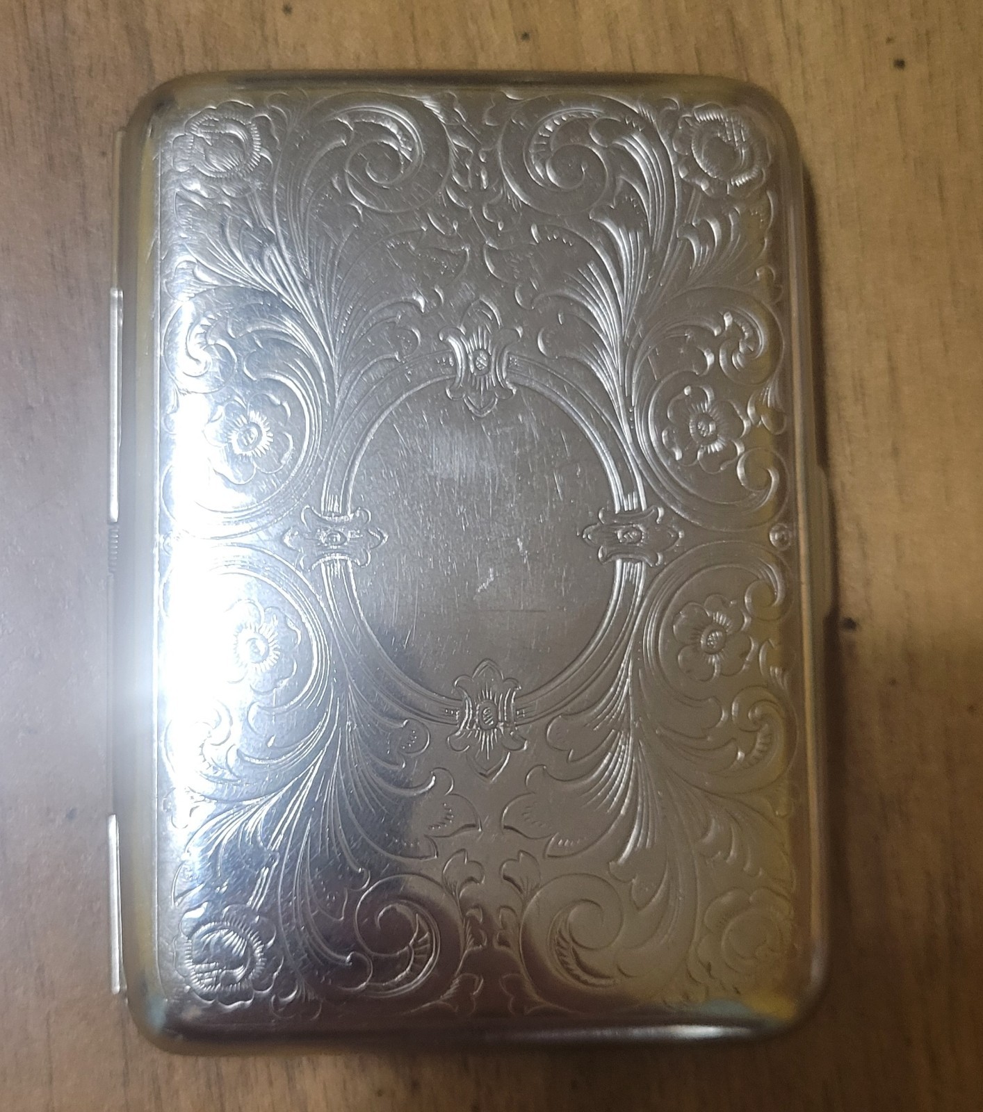 Vintage Hansaware Germany Silver-Tone Metal Cigarette Business Card Case Holder