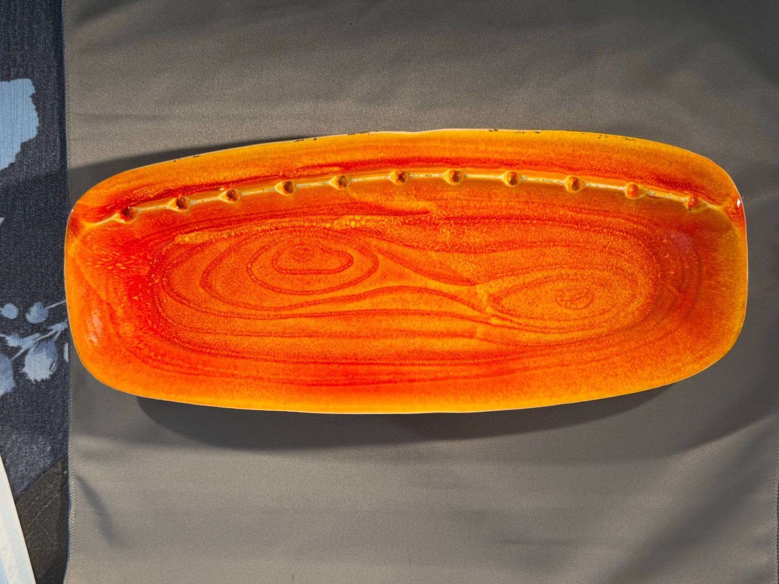 Vintage California D23 USA Pottery Orange Lava Acid Glaze Atomic Age Ashtray MCM