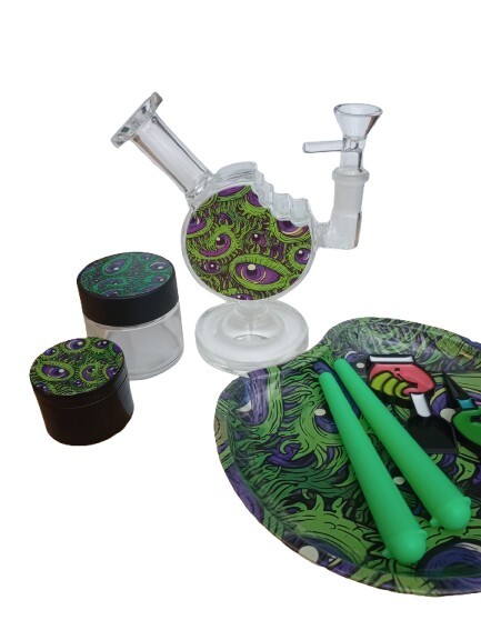 Blue and green eyeball bong water pipe kit Hookah with case