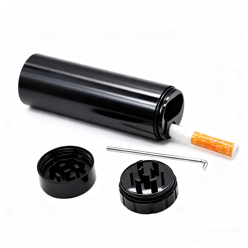 Tobacco Herb Grinder Zinc Alloy with One Hitter Ceramic Dugout Pipe Bat Case