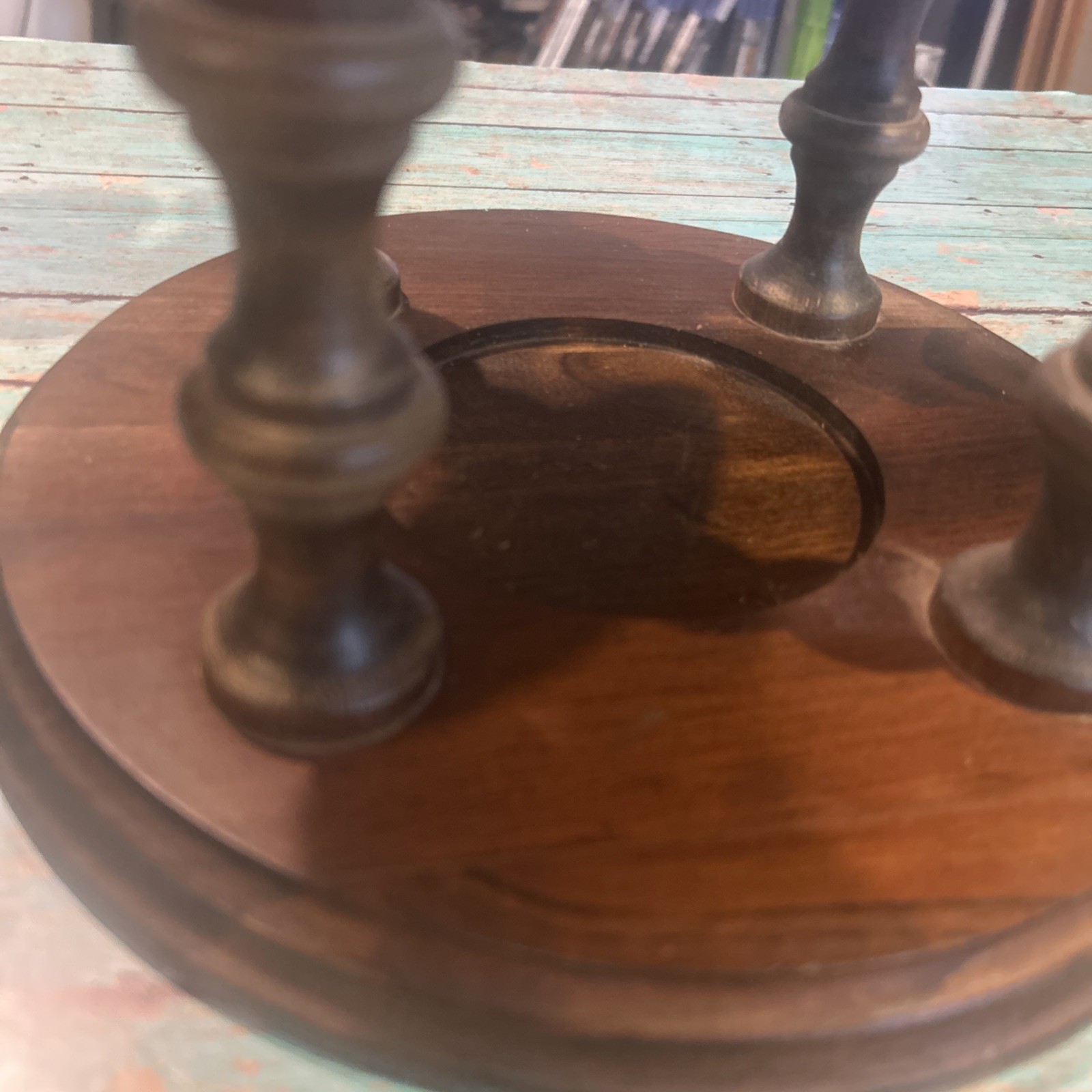 Homemade Wooden Pipe Holder Round 1983 vintage