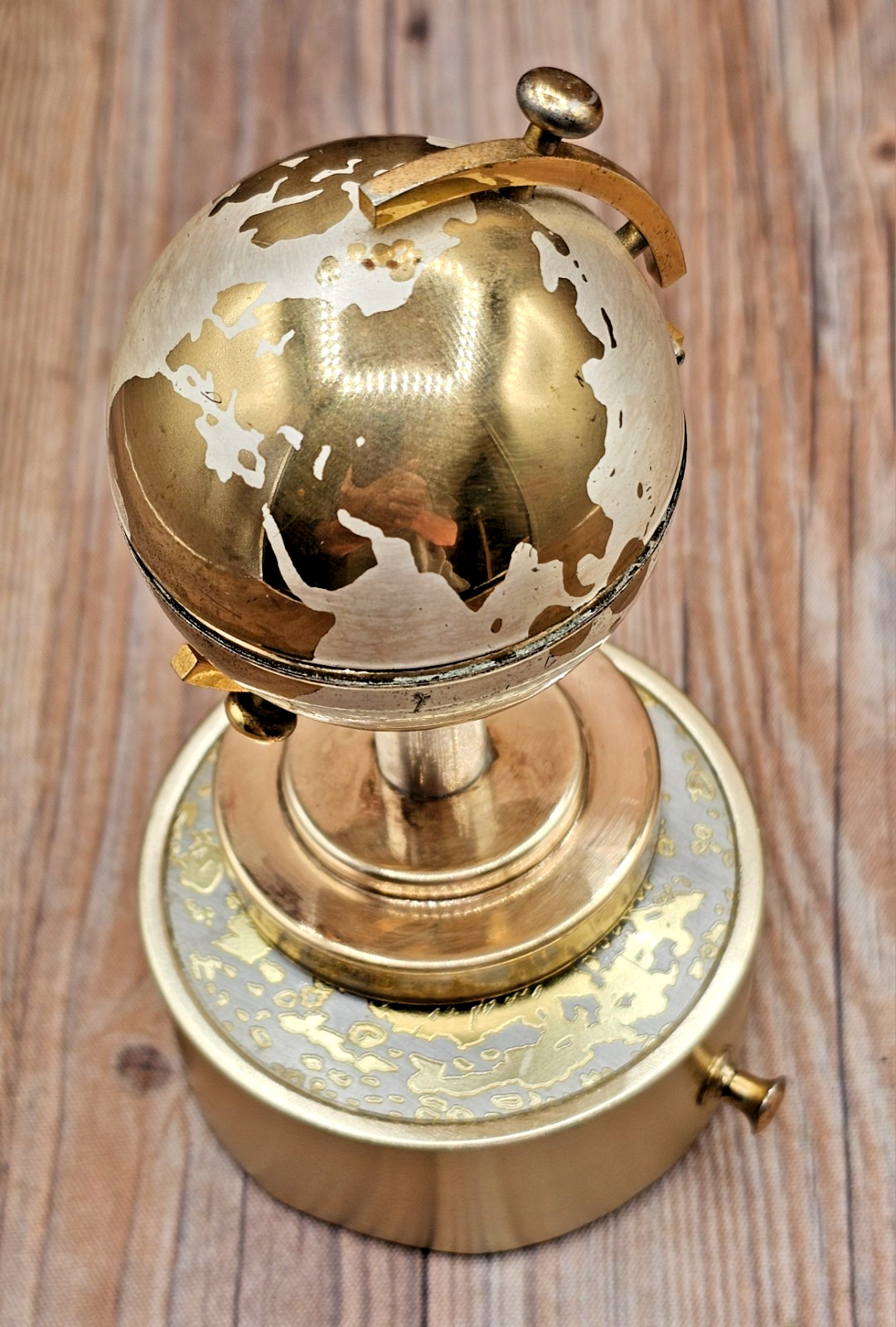 Vintage Globe Lighter by Windmill Spinning Music Box Freestanding made in Japan