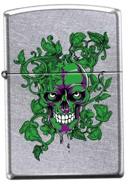 ZIPPO LIGHTER – PEEKING SKULL HEAD / STREET CHROME / NEW IN BOX & MADE IN USA