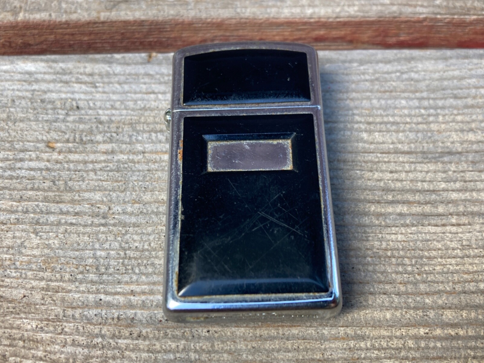 A IX BLACK & CHROME SLIM ZIPPO CIGARETTE LIGHTER