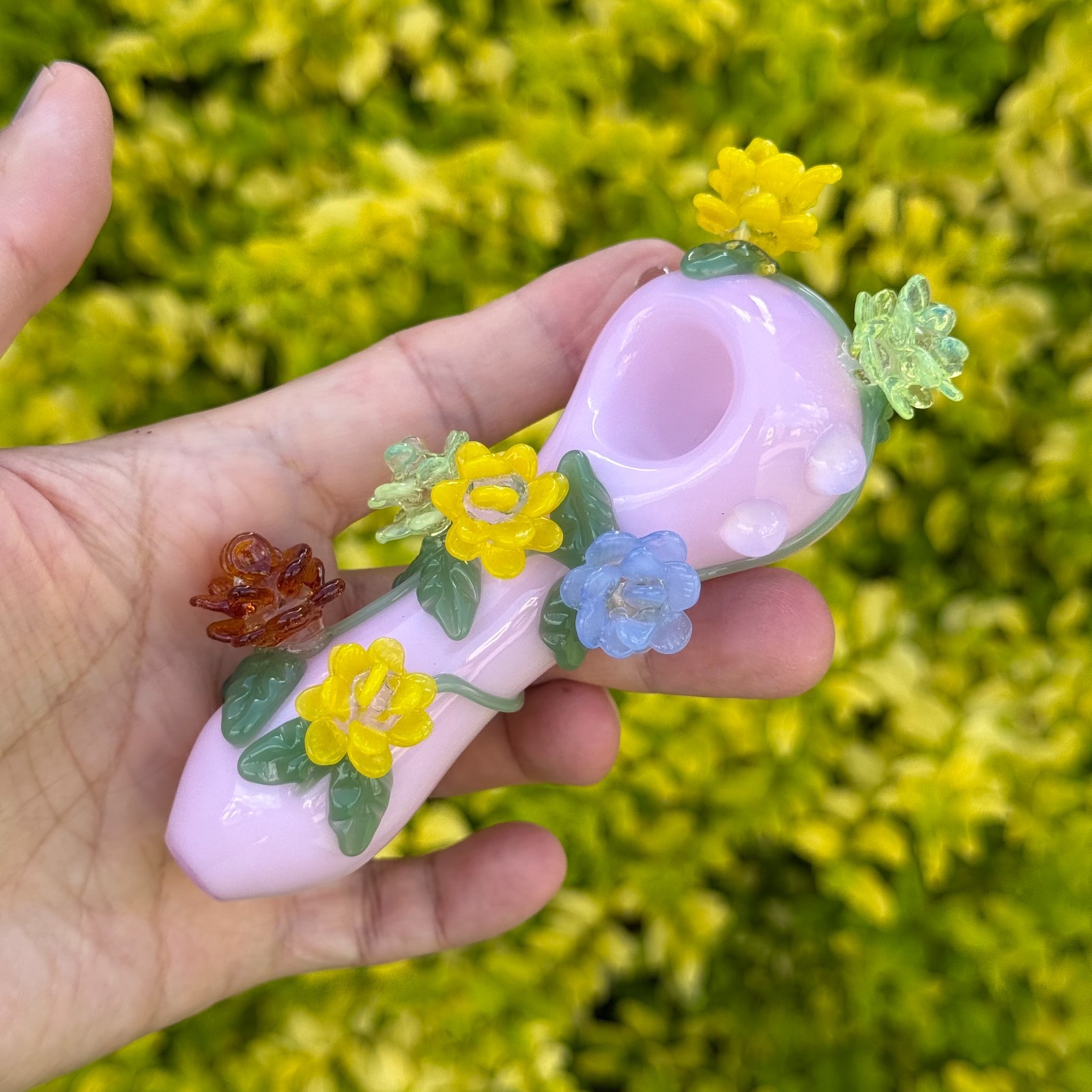 Flower Glass Pipe Smoking Hand Spoon Pipe Tobacco Glass Smoke Bowl Gift