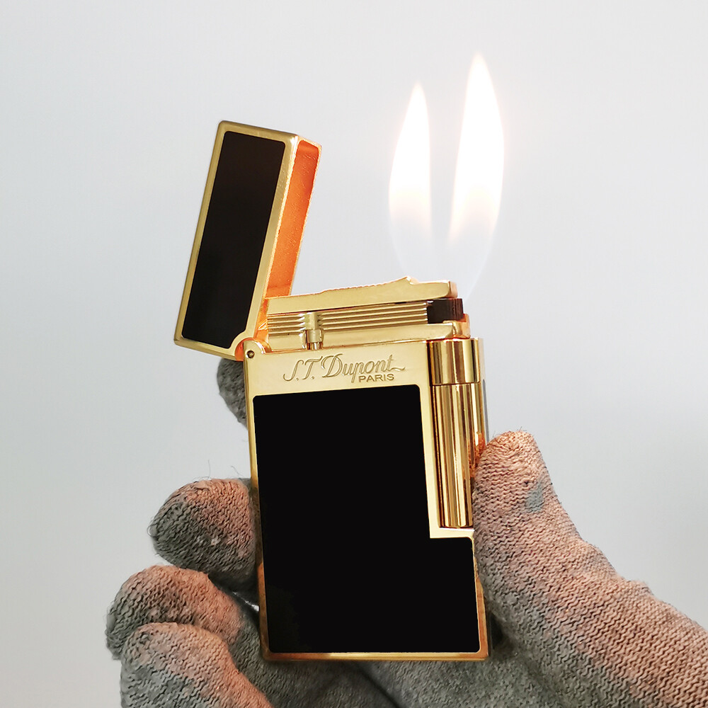 S.T. Dupont Double Flame Lighter Ping Sound Gas Refillable for Smoking Cigarette