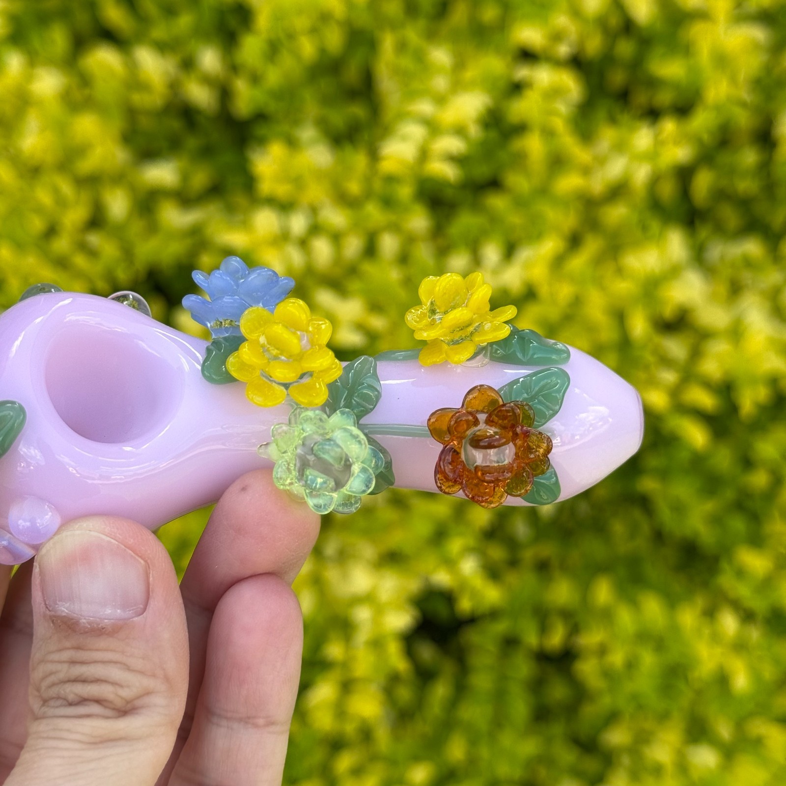 Flower Glass Pipe Smoking Hand Spoon Pipe Tobacco Glass Smoke Bowl Gift