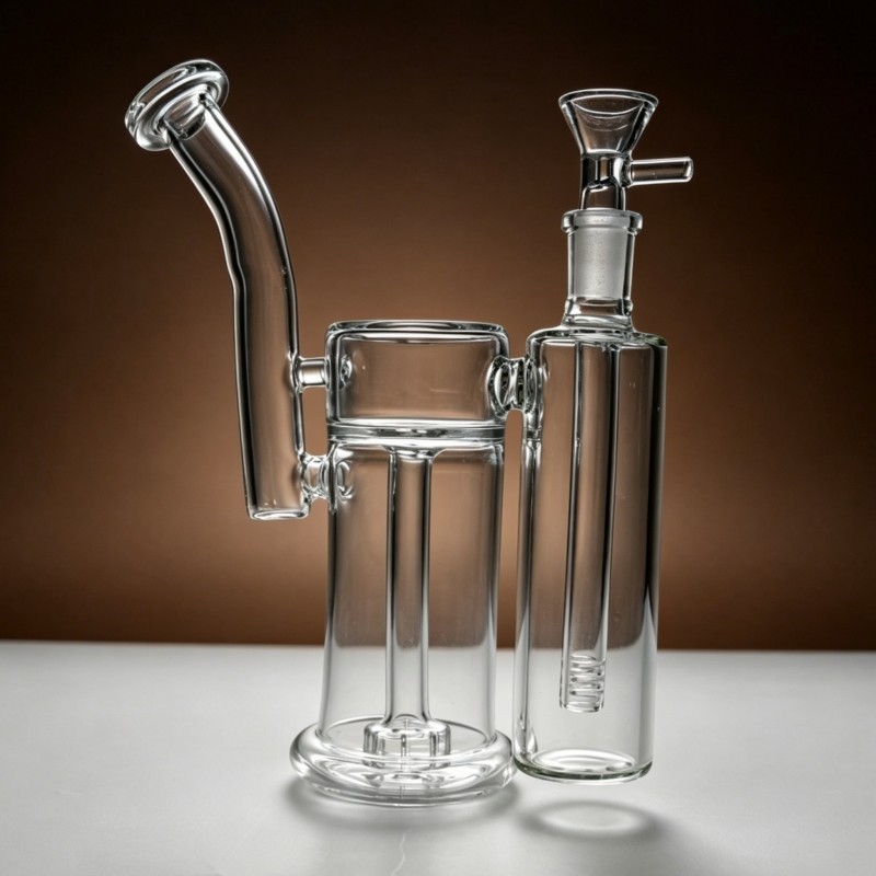 9″ Glass Bong Double Filter Showerhead Perc Bubbler Hookah Water Pipe US Stock
